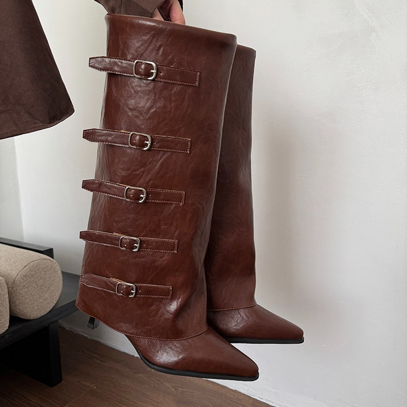 Sepatu Bot Ujung Lancip Musim  - Leather Classic Strap ulasan dan harga